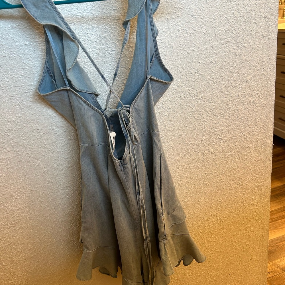 Denim Ruffle Blue Romper - Picture 2 of 4